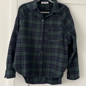 Flannel shirt . Blue and green. Slight a-line style